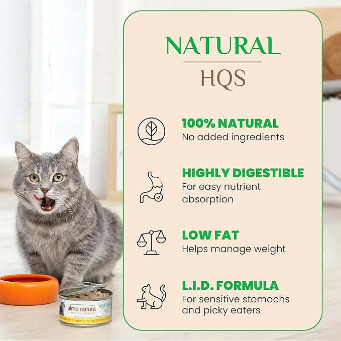almo nature Wet Cat Food HQS Natural Rotational Diet Fish Selection & Chicken Drumstick - Variety Pack, Grain Free, Additive Free, Highly Digestible, Preservative Free 2.47-oz, 12 Pack