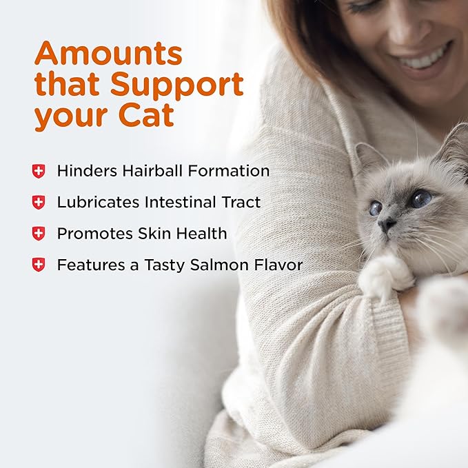 Nutri-Vet Hairball Paw Gel, Cat Hairball Remedy, Kitten Supplies, Hair Ball Relief for Cats, Fur Ball Remedy, Soybean & Coconut Oil, Salmon Flavor, 3 oz