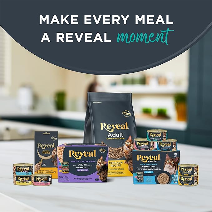 Reveal Natural Wet Cat Food, 24 Count, Grain Free, Limited Ingredient Canned Food for Cats, Chicken Breast with Cheese in Broth, 2.47 oz Cans