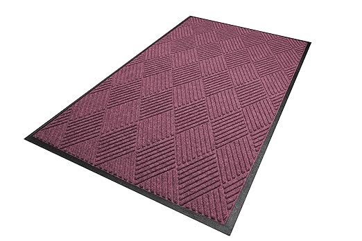 WaterHog Diamond | Commercial-Grade Entrance Mat with Rubber Border – Indoor/Outdoor, Quick Drying, Stain Resistant Door Mat (Bordeaux, 3' x 12')
