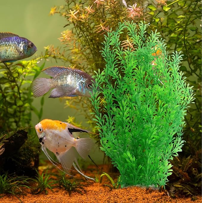 kathson 2PCS Extra Large Artificial Aquarium Plants,23 Inches Tall Fish Tank Decorations Plant Plastic Seaweed Decor Bendable Underwater Fish Tank Accessories Large Plants (Green)