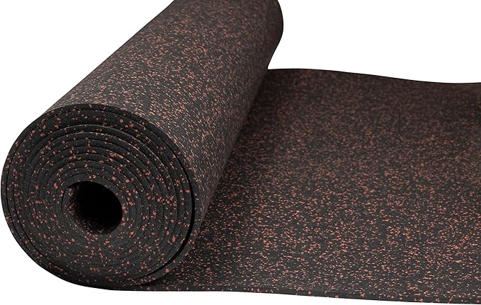 Playsafer Genaflex Rubber Gym Floor Mat, Heavy Duty Commercial Protective Gym Flooring Roll - 8mm Thick (10% Red, 4' X 4')