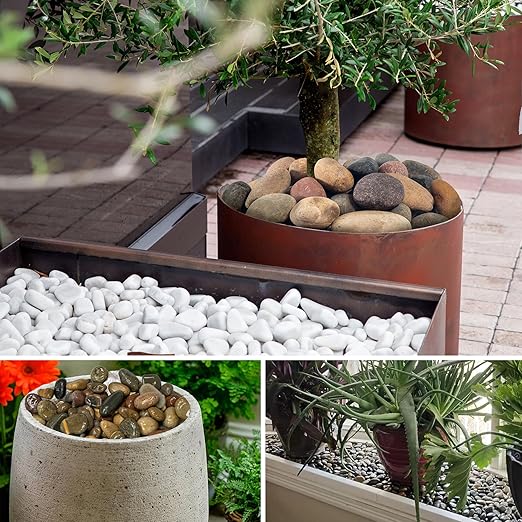 Natural Unpolished Bulk Pebbles 20lbs, 2-3 Inch White River Rocks, Hand-Picked Premium Stones for Landscaping and Garden Design Fish Tank, Flower Pots, Pathways and Backyard