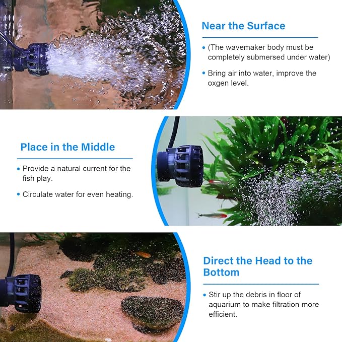 hygger Aquarium Wave Maker for 5-10 Gallon Fish Tanks, Adjustable DC Power Heads for Aquarium with Controller, Aquarium Circulation Pump With Magnetic Base for Saltwater Freshwater Tank 660 GPH