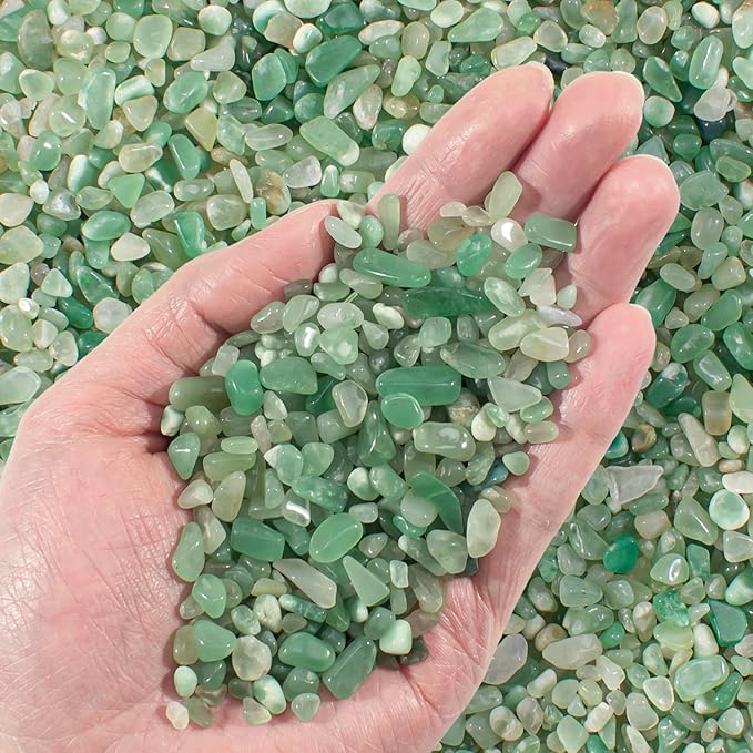 0.5 Lb/230g Green Aventurine Crystal Chips Bulk Crushed Stones, Natural Gemstones Jade Pebbles Marbles Tumbled Healing Crushed Quartz for Vase Fillers, Aquarium Gravel Rocks and Home Decoration