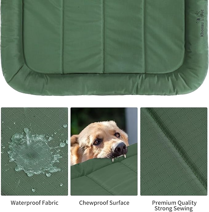 KHONSU PET Durable Dog Bed Tough and Tear Proof Dog Crate Bed, 800lbs Tear Strength PVC-Backed Waterproof Ped Bed Mat Indoor & Outdoor Use for Dogs up to 25 lbs