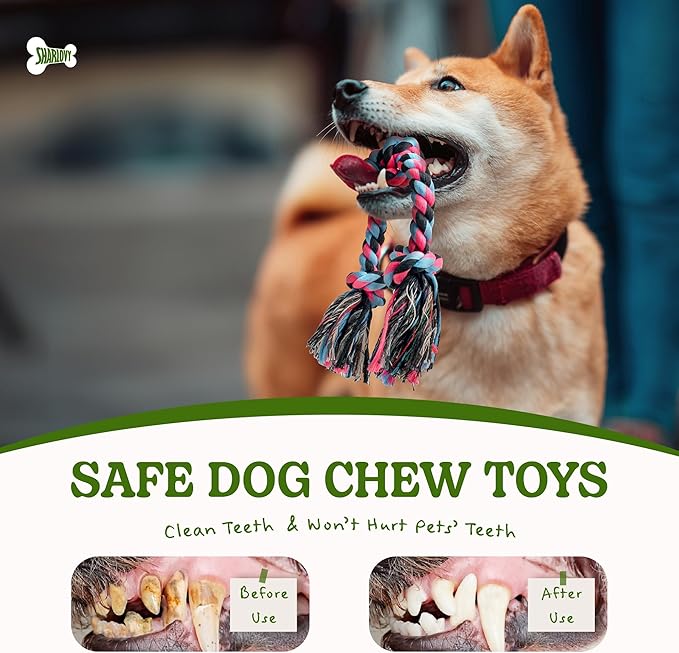 SHARLOVY Dog Rope Toy for for Medium Dogs, Durable Cotton Dog Chew Toys for Aggressive Chewers, Interactive Tug of War Dog Toys for Medium to Large Breed