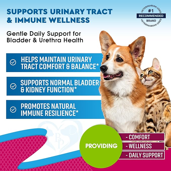 Beloved Pets Cat & Dog Urinary Tract Infection Treatment & Natural UTI Medicine Cranberry-Kidney+Bladder Support Supplement - Best Prevention Incontinence, Bladder Stones