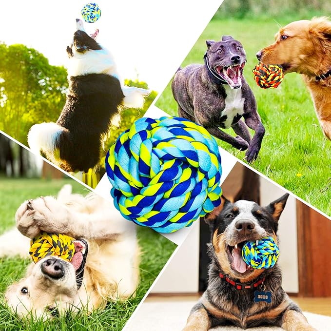 SHARLOVY Dog Toys for Aggressive Chewers, Dog Balls for Large Breeds, Heavy Duty Cotton Rope Chew Toys with Tough Twisted for Medium Breeds, 6 Pack Indestructible Chew Toys