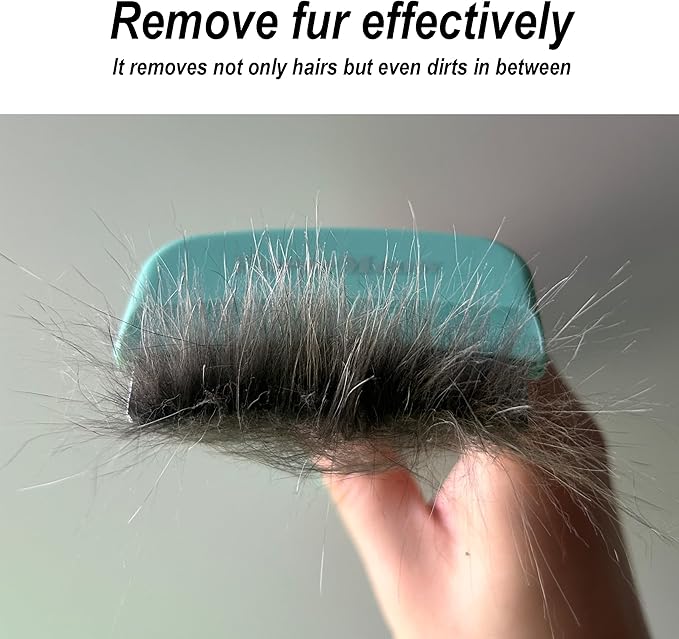 Pet Deshedding Tool with Curve Blade, Cat Grooming Brush, Tight V-shaped Teeth Shedding Comb for Cats and Dogs (Green, Small)