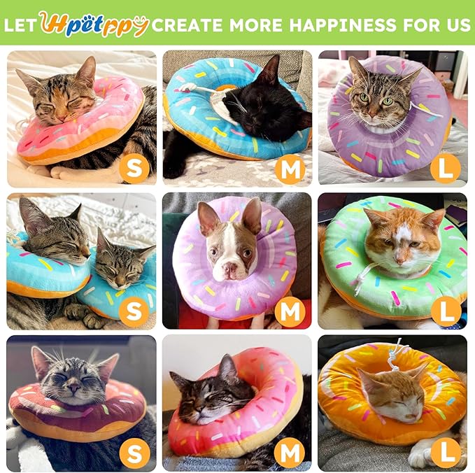 Cat Cone Collar Soft, Cat Recovery Collar for Wound Healing Cute Donut Adjustable Kittens Cones to Stop Licking Comfortable Lightweight Neck Elizabethan Collars for Cats Kittens After Surgery