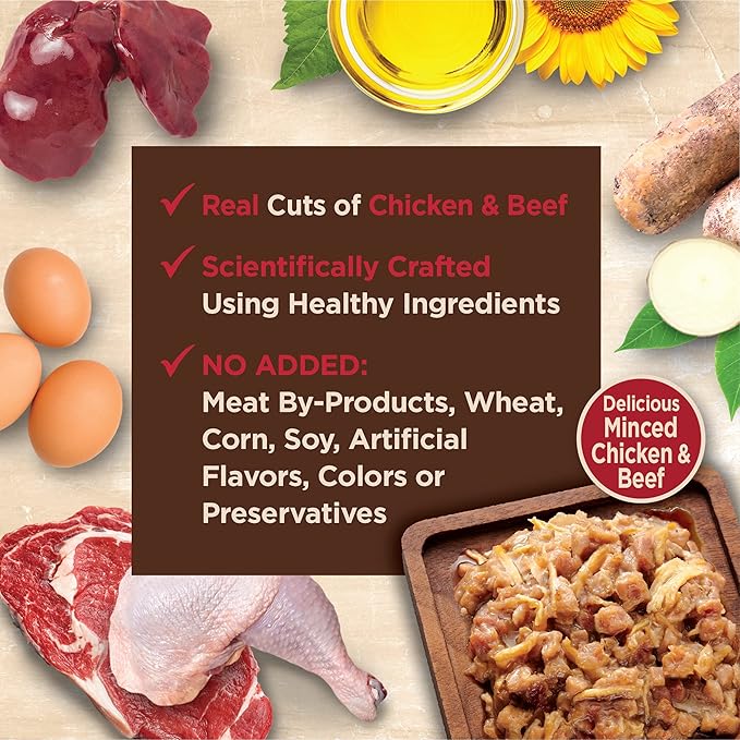 Wellness CORE Tiny Tasters Minced Adult Wet Cat Food, Natural, Protein-Rich, Grain Free, 1.75-Ounce Pouch, 12 Pack, (Chicken & Beef)