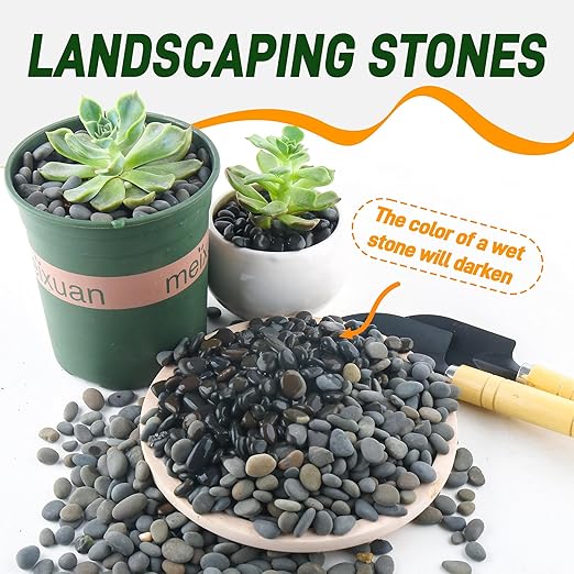 5 lbs Mexican Beach Pebbles, 0.3-0.6 Inch Small Pebbles for Pots Indoor Plants, Succulent, Vase, Fish Tank, Decorative River Rocks for Garden Landscaping, Home Decor, Outdoor Paving, Grey