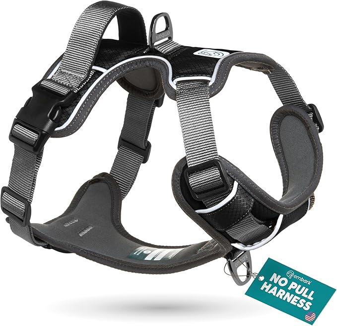 Embark Adventure Dog Harness, Reflective Trim No Pull Dog Harness for Large Dogs - Military Grade Nylon, Front Clip with Gel Lined Handle. Soft & Padded Puppy for Any Breed