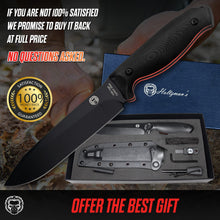Load image into Gallery viewer, "The Fireline" Bushcraft Survival Knife with 1095 High Carbon Blade Giftset (Black and Orange)