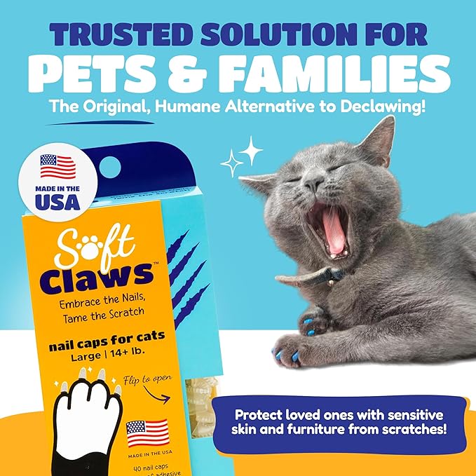Soft Claws Cat Nail Caps for Large Cats – (40 Caps, Holiday - Green & Red) - Veterinarian-Developed | Protects Furniture & Skin - Easy to Apply, Long-Lasting Anti-Scratch Soft Cat Claw Covers
