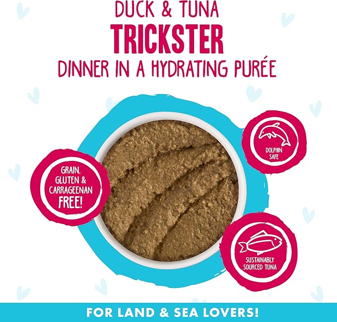 Weruva B.F.F. Play - Best Feline Friend Paté Lovers, Aw Yeah!, Duck & Tuna Trickster with Duck & Tuna, 5.5oz Can (Pack of 8)