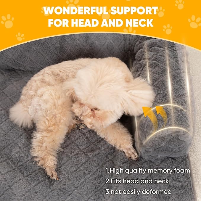 Calming Dog Couch Bed for Large Dogs, Durable Fluffy Fuzzy Dog Mat, Sofa Dog Bed Mats with Removable Washable Cover, Perfect for Small, Medium Dogs and Cats
