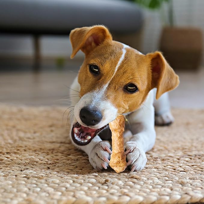 Fieldcrest Farms Nothin' to Hide 3 inch Ultra Knotted Bone Treats - Natural Rawhide Alternative Treats for Dogs, Collagen Based Snack for Heavy Chewers up to 15lbs - Chicken Flavor, 12 Pack