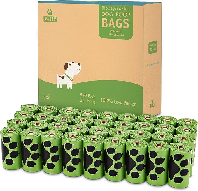 Dog Poop Bags Rolls 540 Count, Unscented Refill Rolls, 9" X 13" Doggie Poop Bags, Dog Waste Bags BY PobbY
