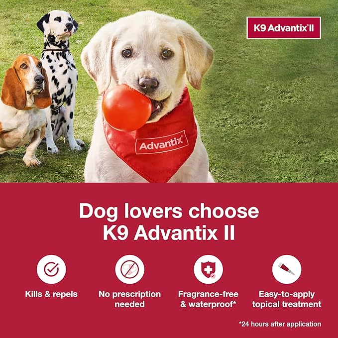 K9 Advantix II Large Dog Vet-Recommended Flea, Tick & Mosquito Treatment & Prevention | Dogs 21-55 lbs. | 6-Mo Supply (Pack of 2)