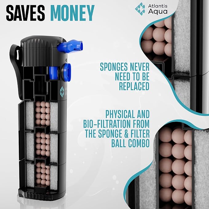 55 Gallon Fish Tank Filter to 100 Gallon Fish Tank Filter | Silent Fish Tank Filter | Large Fish Tank Filter | Submersible Aquarium Filter, 75 Gallon Fish Tank Filter, in Tank Aquarium Filter
