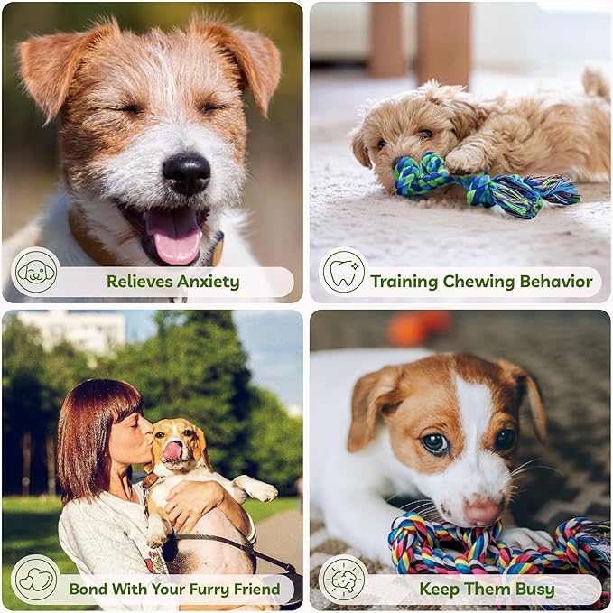 2 Pack Dog Rope Toy for Small Dogs, Puppy Teething Toys, Durable Cotton Puppy Chew Toys for Teething, Small Dog Toys for Aggressive Chewers, Interactive Tug of War Dog Toy for Puppies Boredom