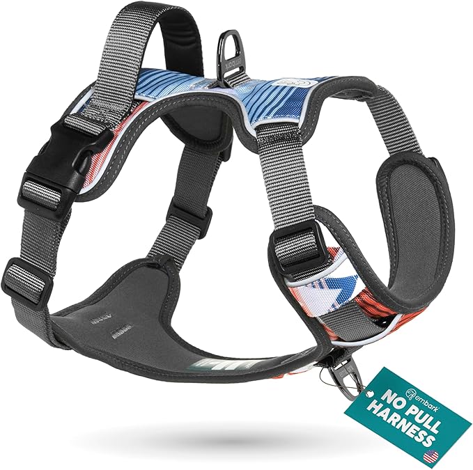 Embark Adventure Dog Harness, Reflective Trim No Pull Dog Harnesses for Small Sized Dogs - Military Grade Nylon, Front Clip with Gel Lined Handle.