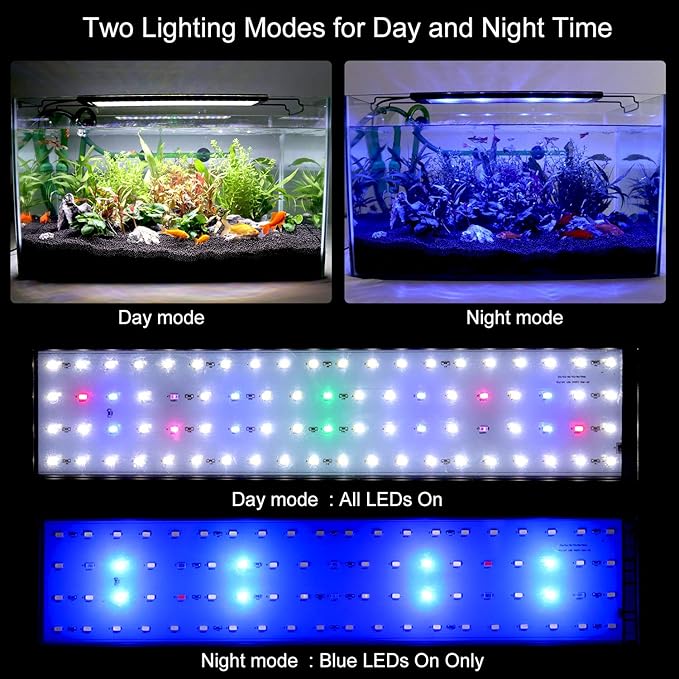 WATER REBIRTH LED Aquarium Light, Full Spectrum Fish Tank Led Light with Aluminum Alloy Shell Extendable Brackets (30-36 in)