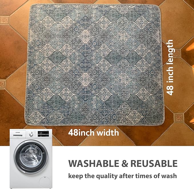 nunubaby Washable Pee Pads for Dogs, Stylish, Non-Slip and Leak-Proof Pee Pads. Reusable Potty Pads for Dogs for Crates and Floors.(Blue/Multi, 48" x48" )
