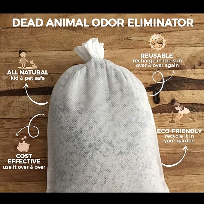 Dead Animal Smell Eliminator Pouch – Fragrance-Free, Reusable Deodorizer for Attic, Wall, Crawlspaces. Removes Decay Odor, Pet & Kid Safe, Extra Large, Covers Up to 375 Sq Ft.