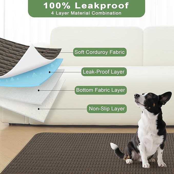 Washable Pee Pads for Dogs, 2 Pack Reusable Puppy Pads Dog Pads, Non-Slip Dog Pee Pads, Leakproof Pet Pee Pads Wee Wee Pads for Dogs. (Coffee, 40"x40"(Pack of 2))