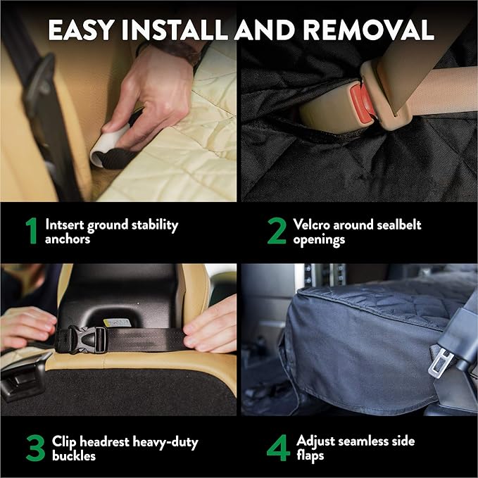 Plush Paws Products Luxury Rear Car Seat Protector w/Hammock | Washable & Waterproof Back Seat Dog Cover for Car, Truck, & SUV | Nonslip, Tear Resistant Pet Seat Cover | Regular Charcoal