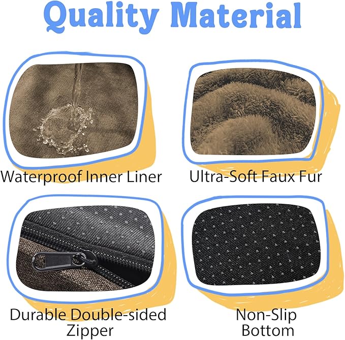 Orthopedic XL Large Dog Bed - Removable Bolster & Waterproof Washable Cover for Pet Big Dogs Bed Extra Large Dog Beds with Foam Support Non-Slip Bottom