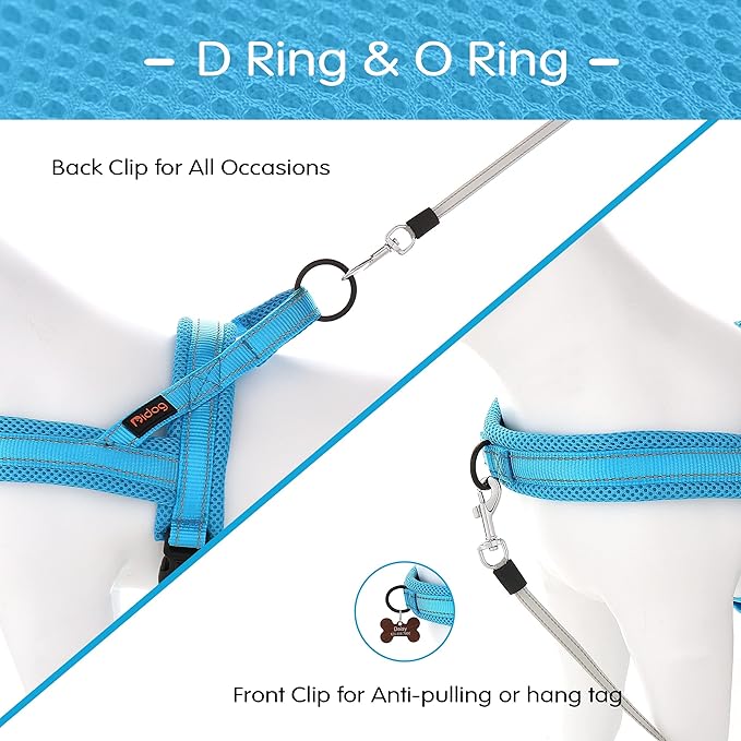 Didog No Pull Dog Harness with Soft Mesh Padded,Reflective & Quick Fit Light Weight Dog Strap Vest Harness,Easy for Walking Training (S:Chest 18-22", Mesh-Blue)
