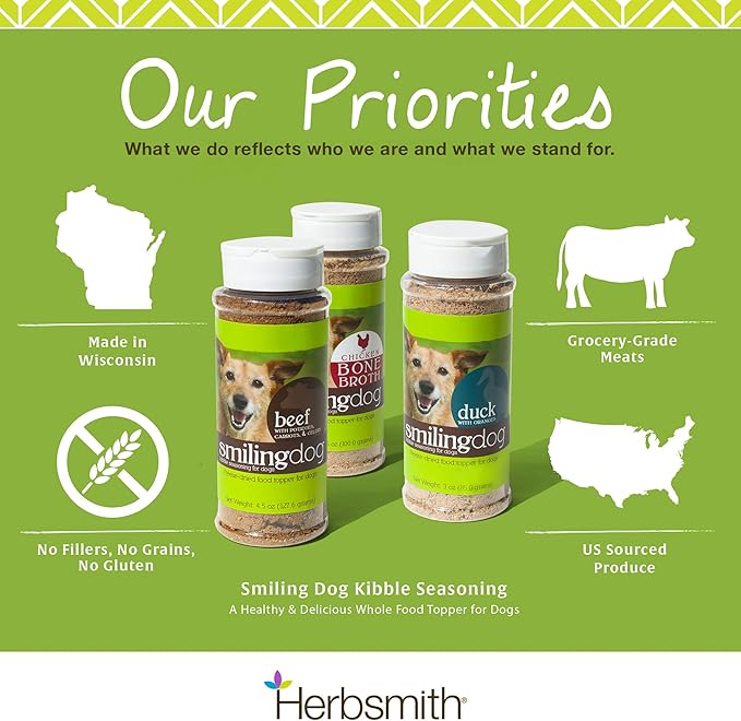 Herbsmith Kibble Seasoning – Freeze Dried Rabbit & Duck – Dog Food Topper for Picky Eaters - 3.8 oz