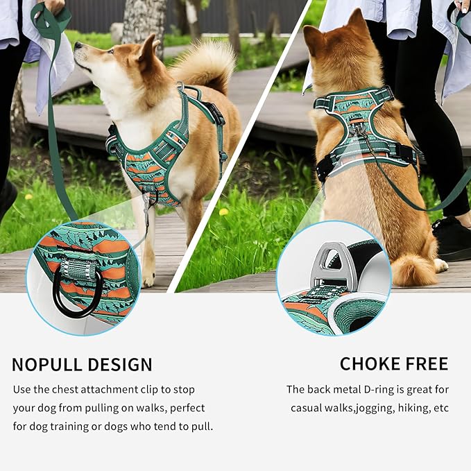 Timos No Pull Dog Harness,No Choke Front Clip Dog Reflective Harness,Adjustable Soft Padded Pet Vest with Easy Control Handle for Small Dogs,Wilderness,S