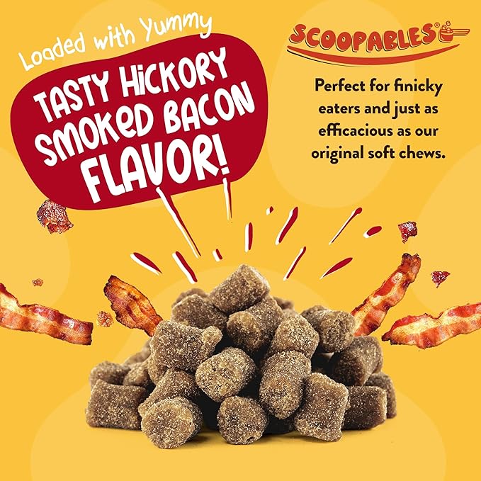 NaturVet Scoopables Advanced Probiotics for Dogs - Chewable Dog Probiotics & Digestive Enzymes - Support a Healthy Gut for Your Pet - Hickory Smoked Bacon Flavor | 11oz Bag