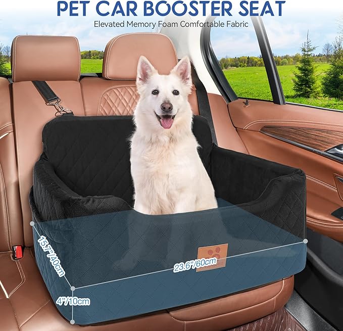 Dog Car Seat for Medium/Large Dogs,Dog Booster Seat for Dog Under 50lbs or 2 Small Dogs, Detachable and Washable Pet Car Seat,Multi-Functional Travel Dog Bed & Dog Sofa(Black)