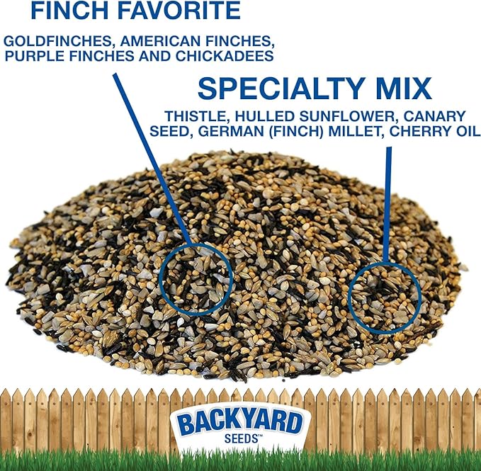 Backyard Seeds Finch Frenzy Wild Bird Seed Mix - for Small Songbirds - Attracts Goldfinches, House Finches, Purple Finches & More (20 Pounds)