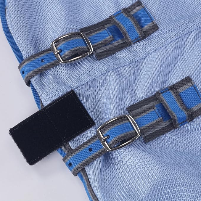 Horse Fly Sheet, Standard Neck Comfy Mesh Fly Sheet for Horses, Equine Summer Sheets UV-Protective Lightblue 84