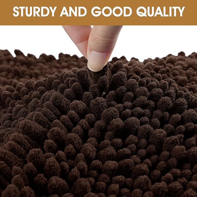 IM HOME Extra Large 71" x 25" Brown Dog Door Mats for Muddy Paws, Chenille Absorbent Dog Mat, Non Slip Heavy Mud Mat for Dogs, Soft Pet Bed Mat for Entryway, Mud Paws, Inside Floor