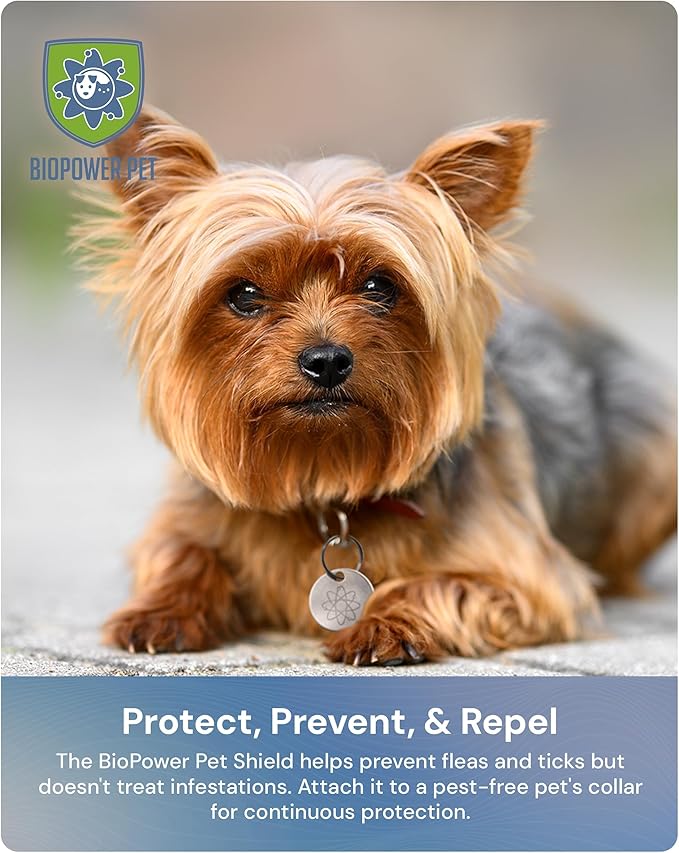 Natural Flea & Tick Repellent Collar Tag for Dogs & Cats – BioPower Pet Shield – Safe for Pets When Used as Directed – Lasts 1 Full Year (Small Tag (<10 Lbs), 2, Count)