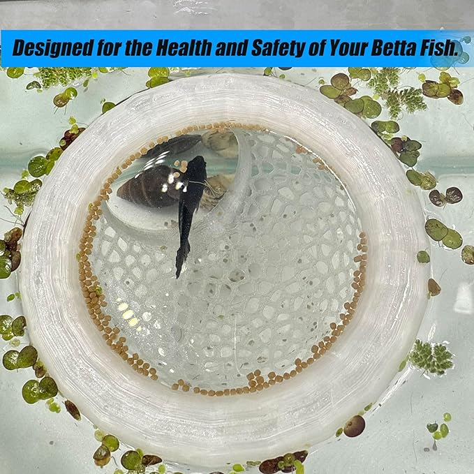 Aquarium Floating Betta Fish Skins, Betta or Shrimp Feeder, Cave and Hammock, Small Fish Feeding Rings, Aquarium Hiding Feeding Decorative Accessories (Blue)