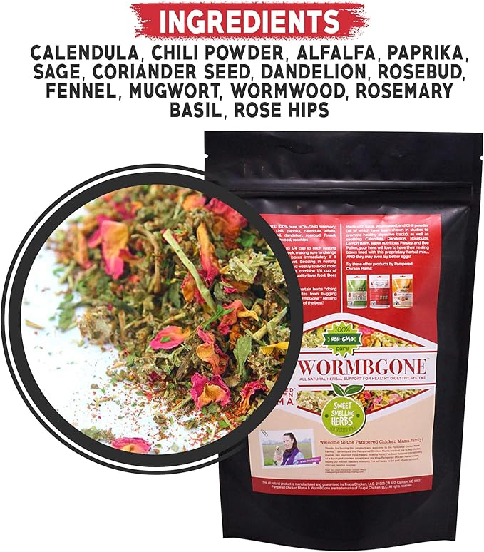 Non-GMO Backyard Chicken Nesting Herbs (8 Pounds) - Naturally Keep a Clean Coop Your Hens Will Love - Chicken Supplies and Feed WormBGone