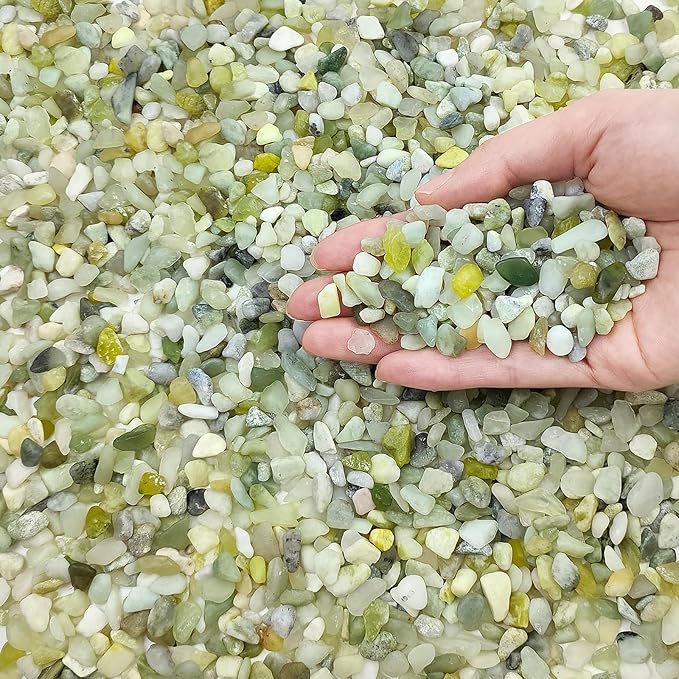 10 lbs Pebbles for Landscaping,1/4 Inch Polished Green Pea Gravel Small Rocks for Plants, Succulents, Cactus, Vases, Terrarium and Outdoor Gardening