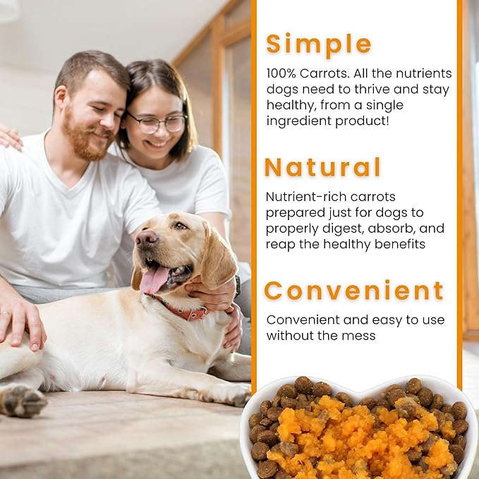 Olewo Original Carrots for Dogs – Fiber for Perfect Poop, Dehydrated Dog Food Toppers for Picky Eaters, Natural Skin & Coat Support, Multivitamin, Probiotics for Digestive & Gut Health, 2.2 lbs