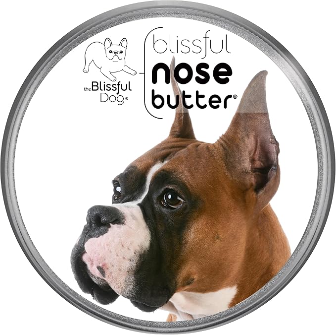 The Blissful Dog Show Boxer Nose Butter for Dry, Cracked Skin, Lick-Safe Dog Nose Balm with Moisturizing Shea Butter, Almond, Olive, and Essential Oils, Pet Supplies, Uncented, 1 oz.