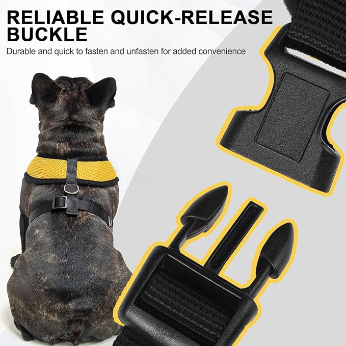 BINGPET No Pull Dog Harness,Soft Mesh Breathable All Weather Vest Harness,Safety Protection Design Durable Adjustable Step-in Easy Walk Dog Harness for Small Medium Large Dogs(Yellow,XL)