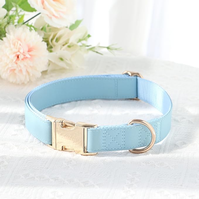 PET ARTIST Soft PU Leather Dog Collar for Large Dogs, Bright & Classic Nylon Padded Durable Dog Collar Leather with Quick Release Metal Buckle Adjustable for Male Dogs, Neck Fit 16-27"